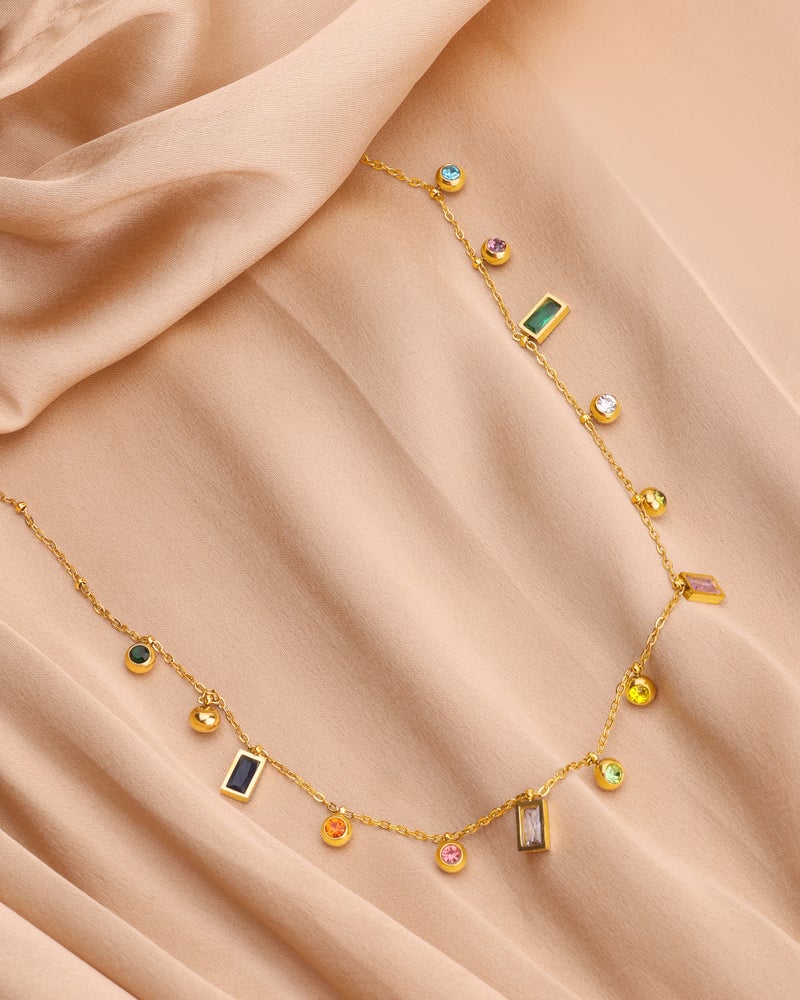 TAAHIRA 18kt Gold Plated Multi Charm Necklace - Image 2